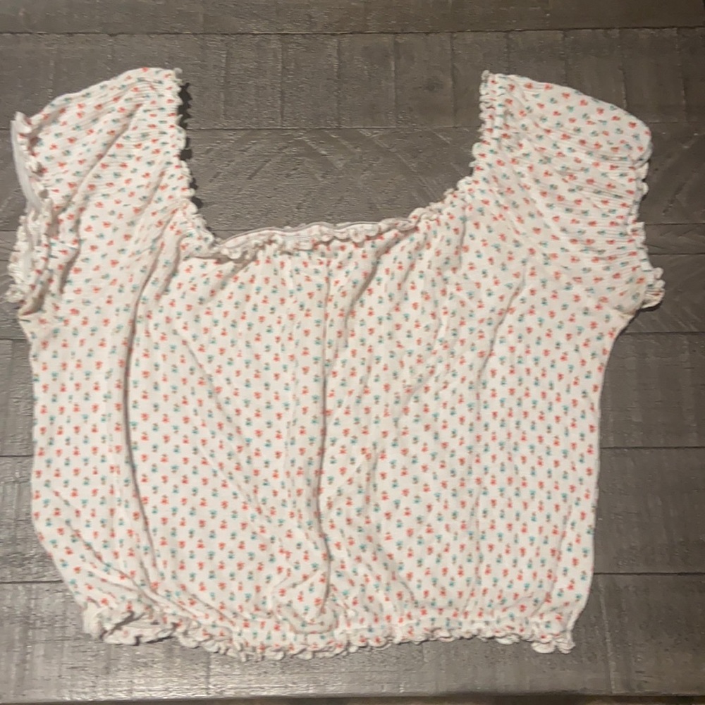 White crop top with flowers